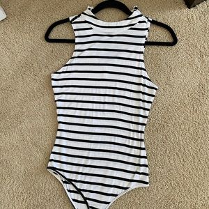 Black and white strip bodysuit